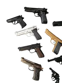 Samling attrap pistoler i fuld størrelse