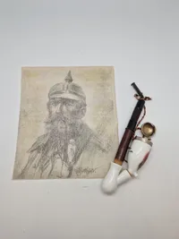 Originalt tysk ww1 lot 1914 julegave pibe og tegning med modtageren