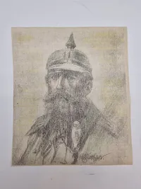 Originalt tysk ww1 lot 1914 julegave pibe og tegning med modtageren