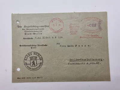 Originalt tysk ww2 brev - Stadt Berlin