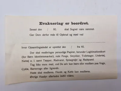 Original evakueringsseddel - ww2