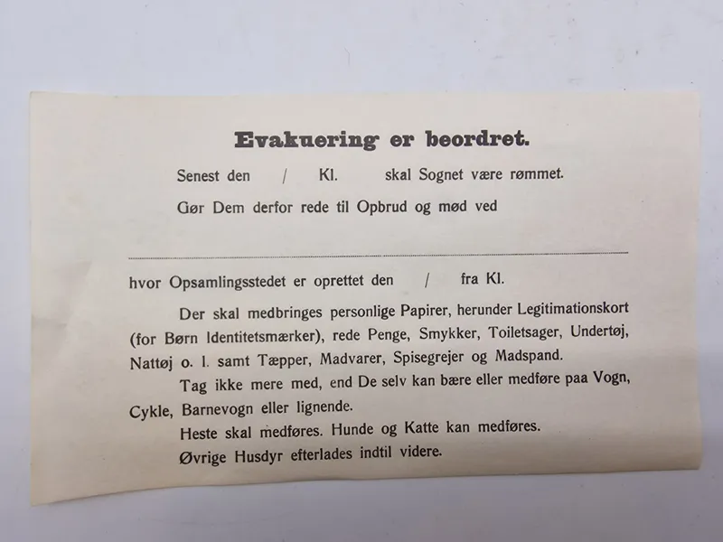 Original evakueringsseddel - ww2