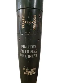 Original Practice 28LB ( 12,7 kg) NO2 MK.I. Inert - Anvendt til øvelse af Royal Air Force og det Danske flyvevåben , skal hentes i Vordingborg eller leveres efter aftale