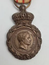 Original Fransk Napoleons krigs deltager medalje ( også givet til Danskere ) Sankt Helena-medalje, også kendt som "Médaille de Sainte-Hélène"