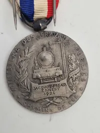 Original 1934 French Ministry of Public Works Railroads Silver Medal