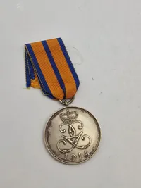 Original Schwarzburg-Rudolstadt-Sondershausen Sølv Krigsfortjenstmedalje fra 1914.