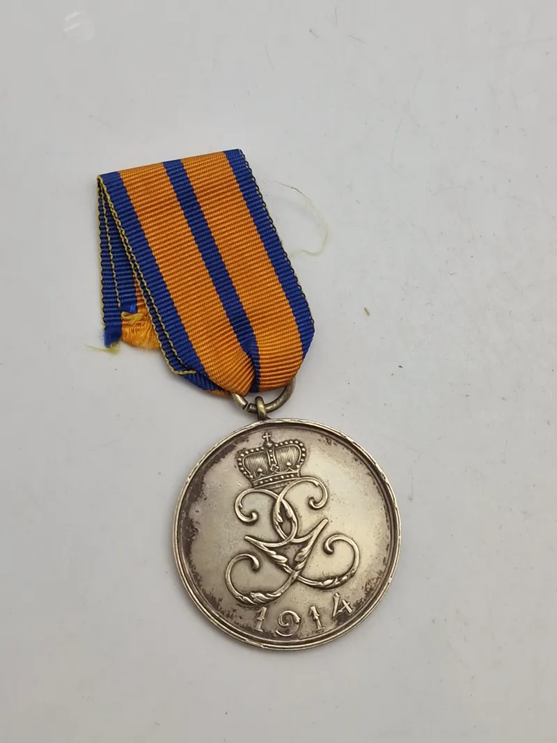 Original Schwarzburg-Rudolstadt-Sondershausen Sølv Krigsfortjenstmedalje fra 1914.