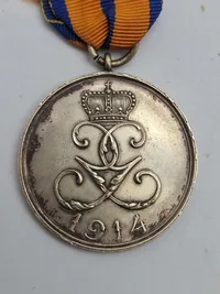 Original Schwarzburg-Rudolstadt-Sondershausen Sølv Krigsfortjenstmedalje fra 1914.