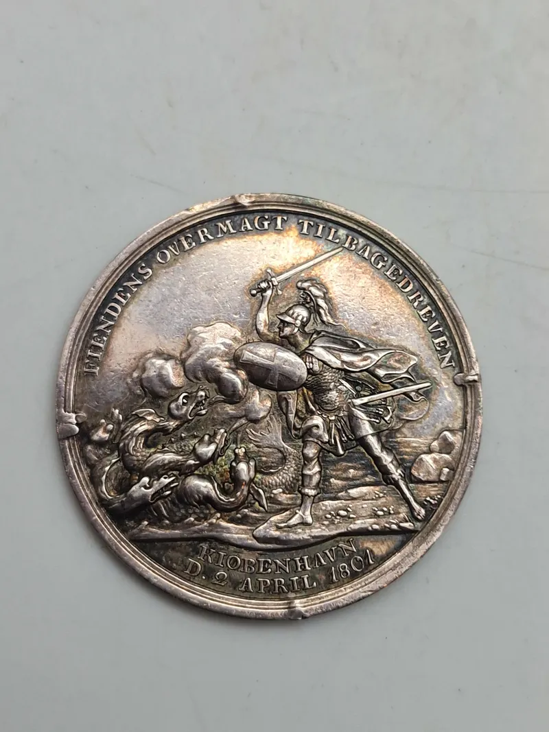 Original mindemedalje for Slaget på Reden, som fandt sted den 2. april 1801 i København - sølv