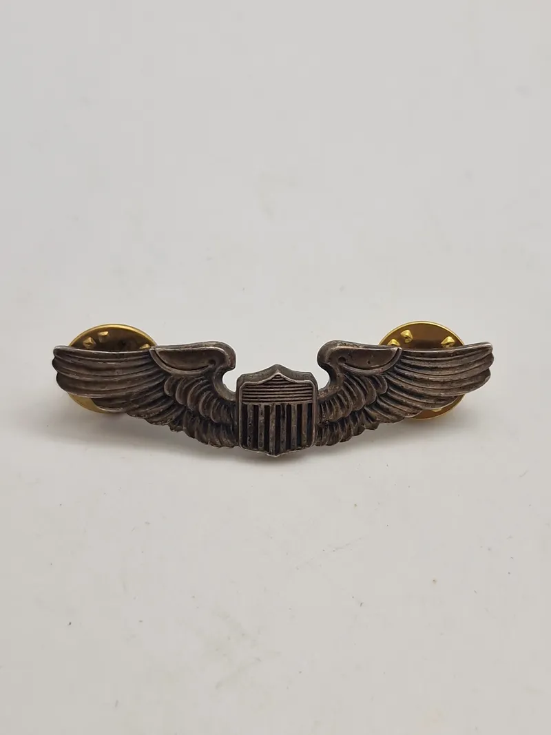 Original WW2 pattern United States Army Air Force pilot Wing - sterlingsølv