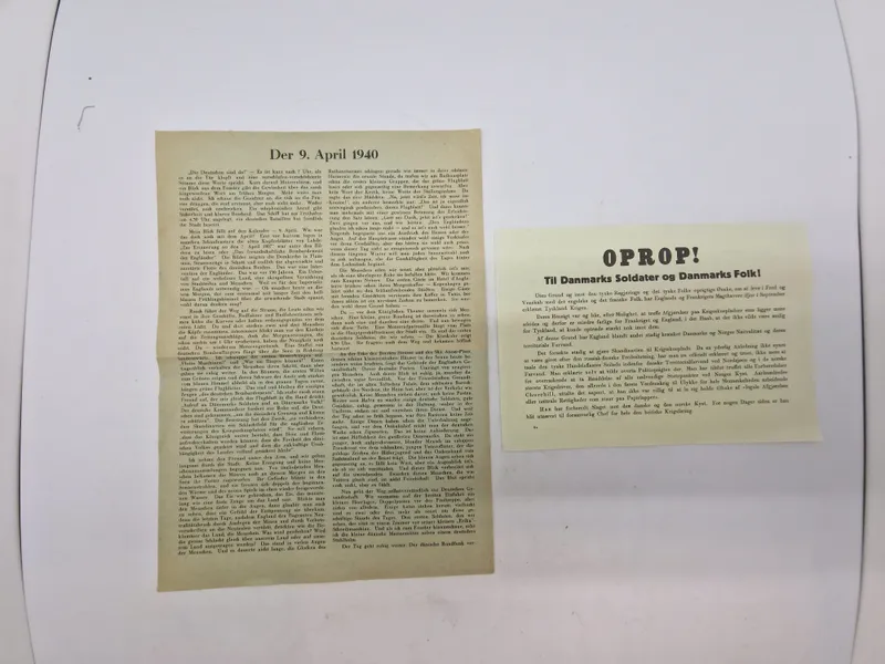 Oprob og skrivelse omhandlende 9 april 1940