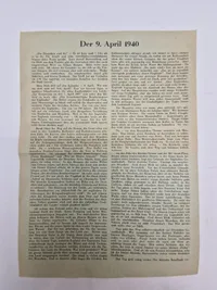 Oprob og skrivelse omhandlende 9 april 1940