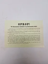 Oprob og skrivelse omhandlende 9 april 1940