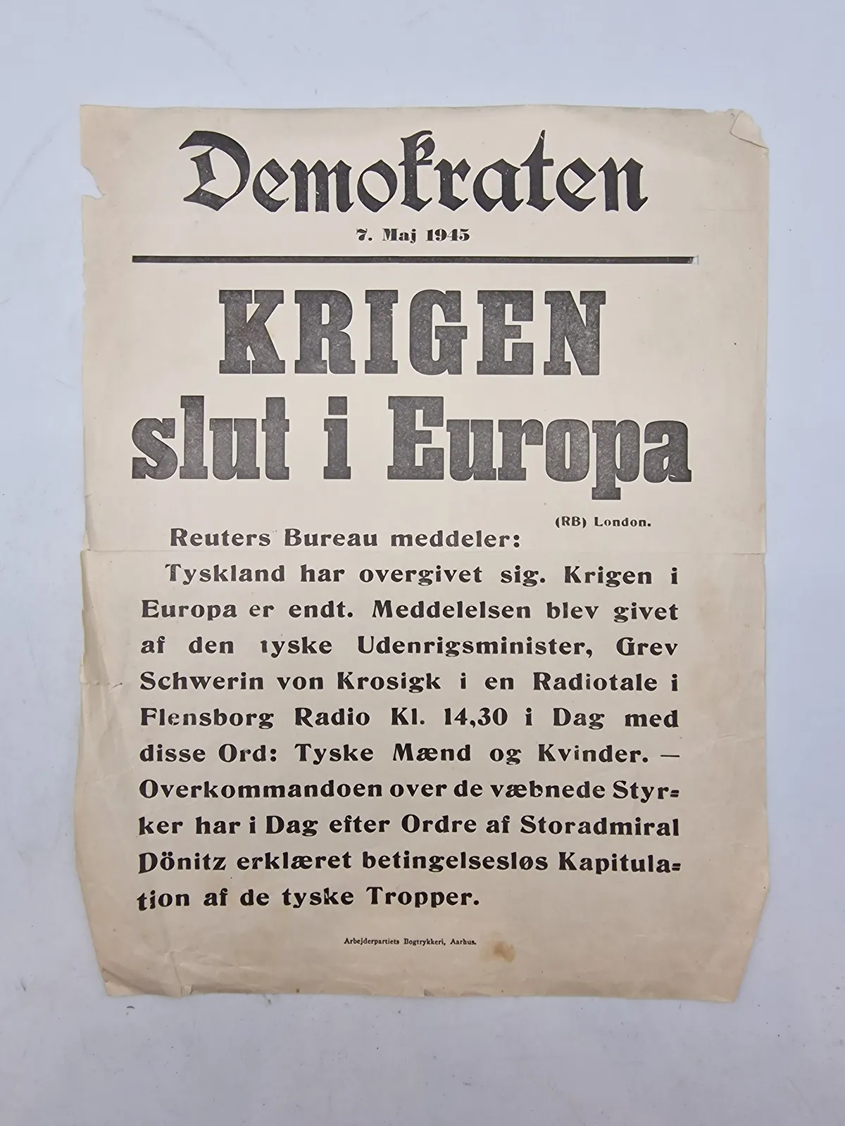 Original dansk spiseseddel