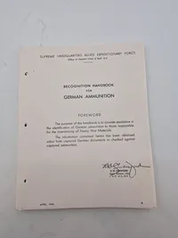 RECOGNITION HANDBOOK FOR GERMAN AMMUNITION
