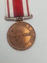 Original dansk krigsdeltager medalje, 1848-50