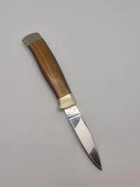 Dansk håndlavet kniv med greb af Tigerøje. Ekstremt veludført