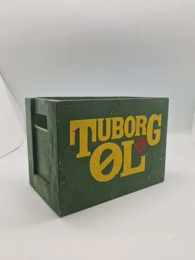 Original Tuborg øl reklame kasse med plads til 6 flaskeøl
