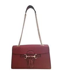 Original Gucci Rød Microguccissima Læder Medium Emily Chain Skuldertaske