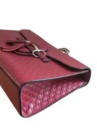 Original Gucci Rød Microguccissima Læder Medium Emily Chain Skuldertaske