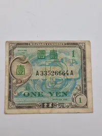 japansk militærvaluta, specifikt en "B yen" (B円), der var en form for militærvaluta brugt i det amerikansk-besatte Okinawa efter Anden Verdenskrig