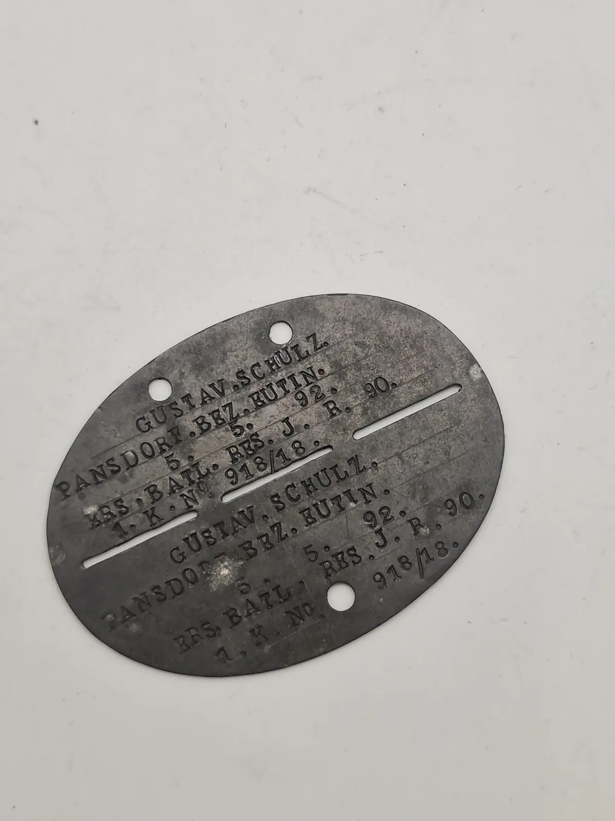 Originalt tysk  ww1 erkennungsmarke