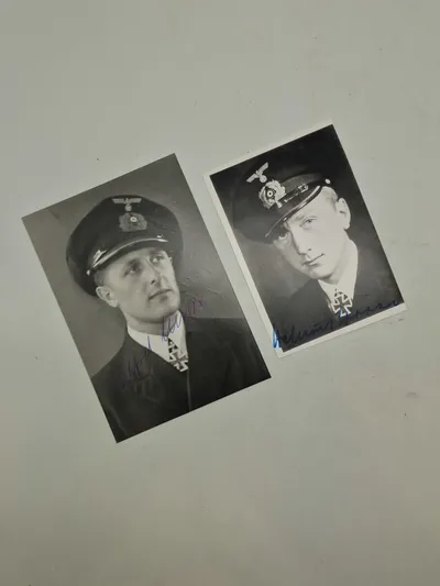 Signerede Kriegsmarine fotos. Fotos efterkrigs, signaturer er originale
