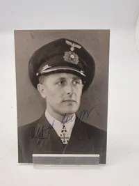 Signerede Kriegsmarine fotos. Fotos efterkrigs, signaturer er originale