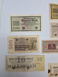 Samling originale tyske inflationssedler mm.