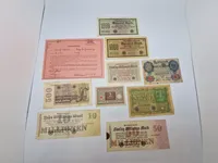 Samling originale tyske inflationssedler mm.