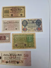 Samling originale tyske inflationssedler mm.
