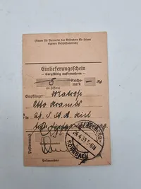 Originalt Soldatenfamilienarztkarte fra Anden Verdenskrig, dateret den 8. januar 1945, samt billede