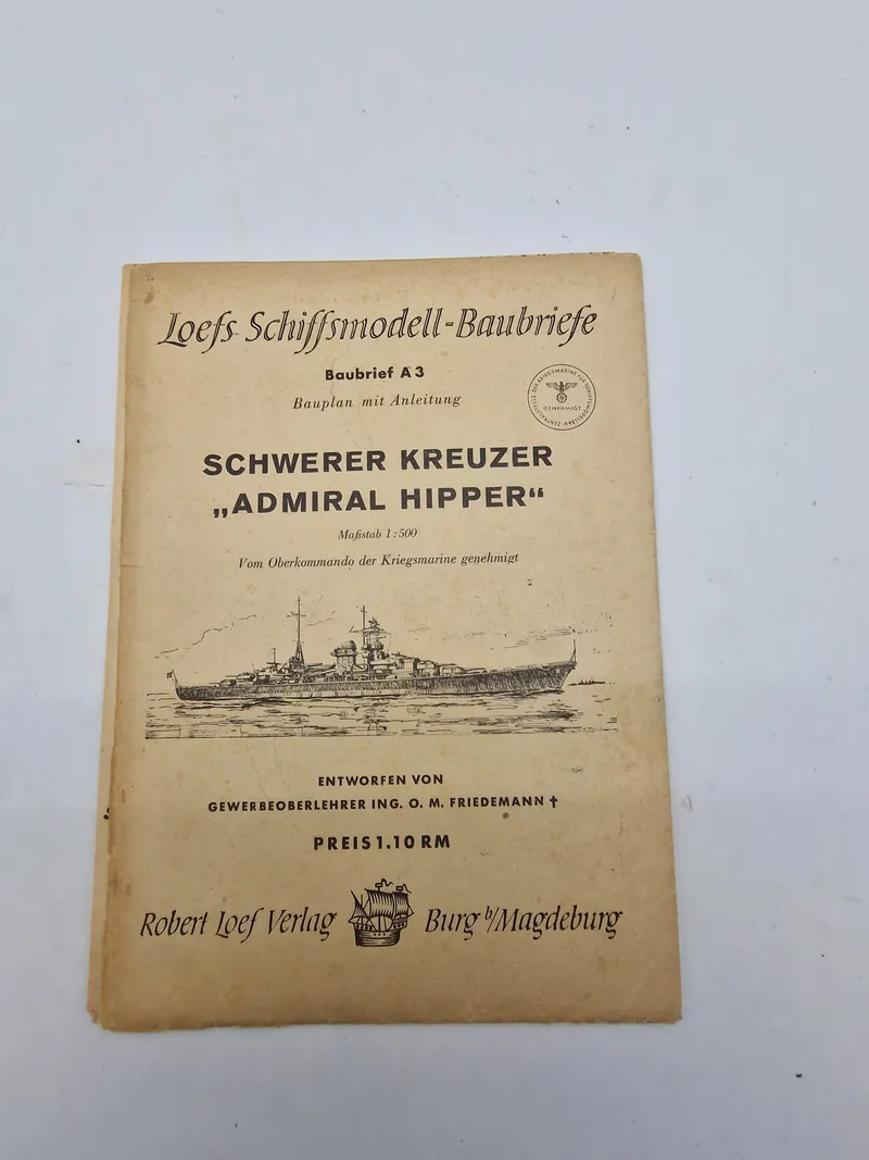 Original Loefs Schiffsmodell- Baubriefe Schwerer Kreuzer “Admiral Hipper”