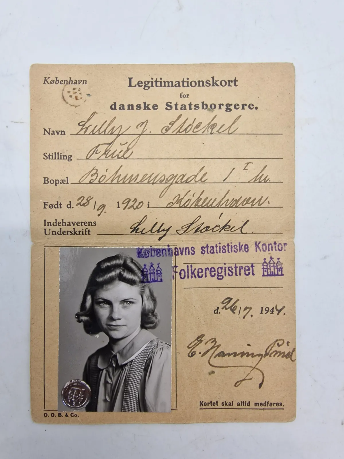 Originalt legitimationskort - ww2