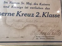 Original Tildelingbevis Jernkorset 2 klasse ww1 givet til Dansker