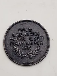 Original tysk “Gold Für Eisen” token/medalje - ww1