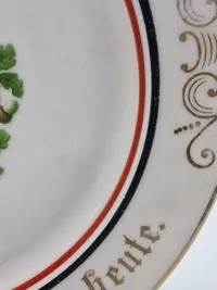Original tysk ww1 tallerken med inskriptionen Unser täglich Brot gib uns heute." (Vores daglige brød giv os i dag.)