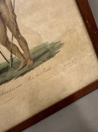 Originalt håndkoloreret kobberstik med indianere
