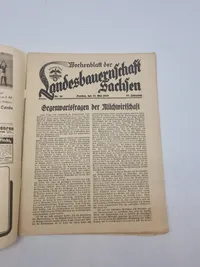 Originalt WW2 “Wochenblatt der Landesbauernschaft Sachsen" (Ugeblad for Sachsens Landbrugssammenslutning)