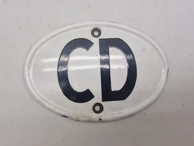 Original Enamel Car Grill Plate CD Corps Diplomatique