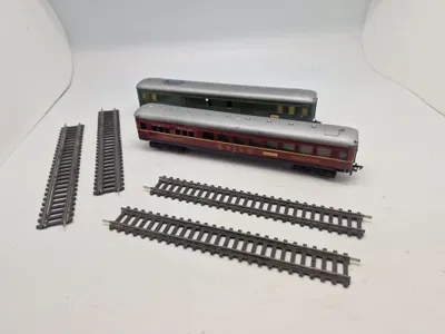 Samling model tog med skinner (Made in US zone, Germany)