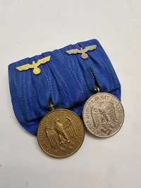 Original 2-fach Ordensspange / Spange Dienstauszeichnung der Wehrmacht
