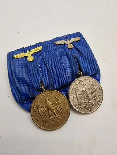 Original 2-fach Ordensspange / Spange Dienstauszeichnung der Wehrmacht
