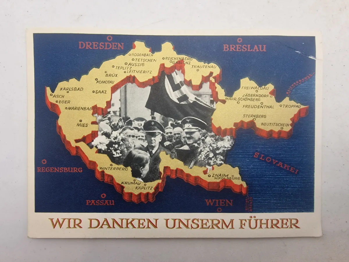 Originalt Tysk WW2 postkort med Hitler