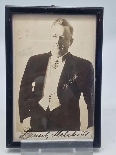 Original Lauritz Melchior autograf (1890-1973), en berømt dansk-amerikansk operasanger, der er kendt som en af de førende wagnertenorer i sin tid.