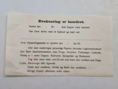 Original evakueringsseddel - ww2