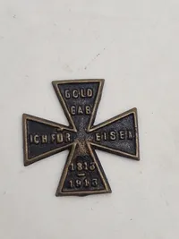 Originalt “Gold Für Eisen” badge - lavet som Jernkors - ww1