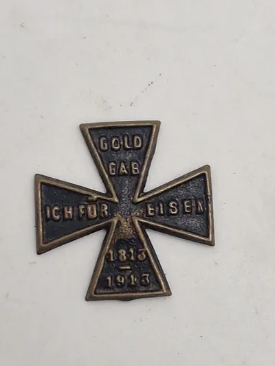 Originalt “Gold Für Eisen” badge - lavet som Jernkors - ww1
