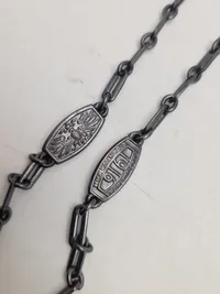 Original tysk Gold for defense. Iron to honor. 1916” and “In Eiserner Zeit 1916” urkæde - ww1 man fik den for at aflevere sit guld til krigsindsatsen