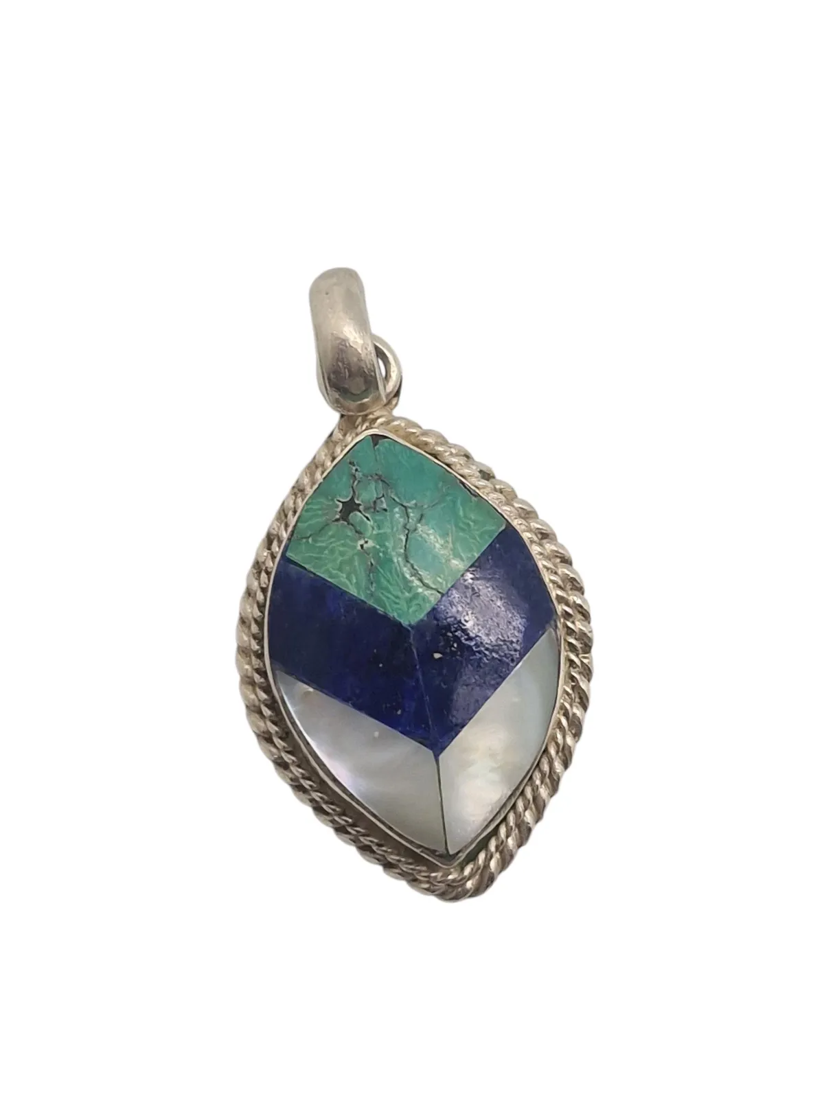 Vedhæng i Sterling sølv med perlemor, Lapiz, Lazuli samt turkis 6,36 gram